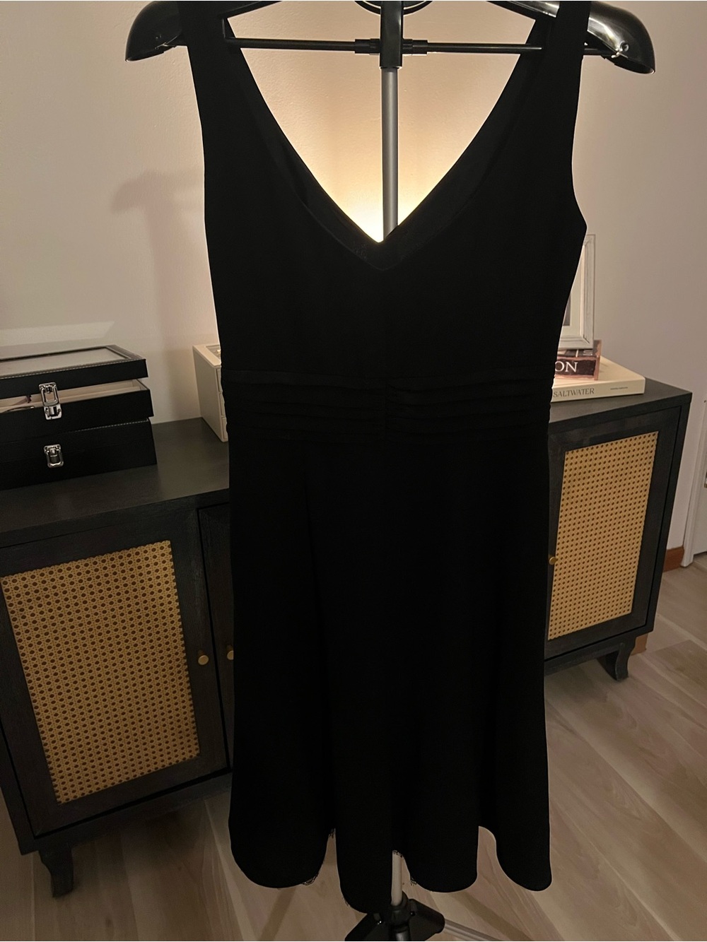 Ann Taylor Black V-Neck Sleeveless Fit-and-Flare Dress